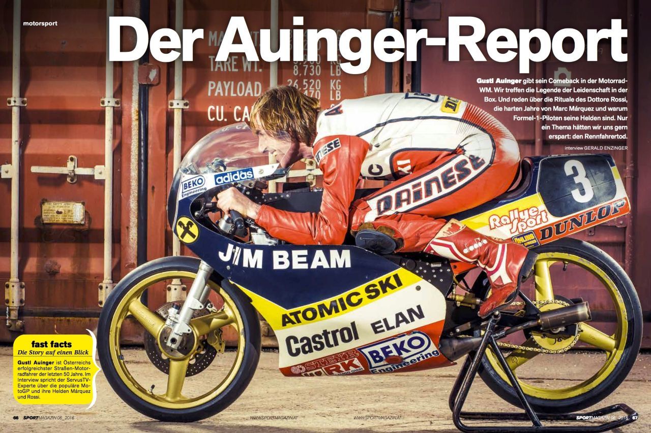 Zeitschriften wie Sportmagazin (Bild) oder Motorradmagazin bericht(et)en immer wieder ausführlich über den spannenden Interviewpartner August 