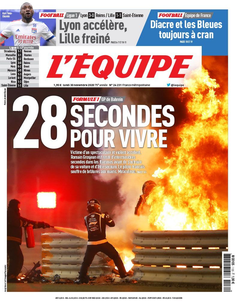 Das Cover der größten französischen Sportzeitschrift dokumentiert das Feuer-Inferno.