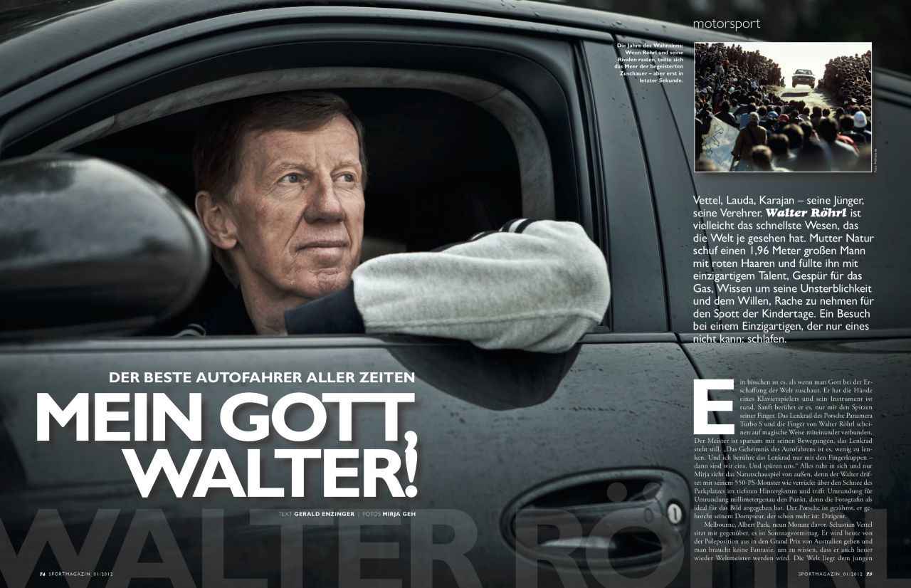 Ergebnis eines gemeinsamen Tages in Hinterglemm 2011: Gerald Enzingers Sportmagazin-Story über Walter Röhrl.