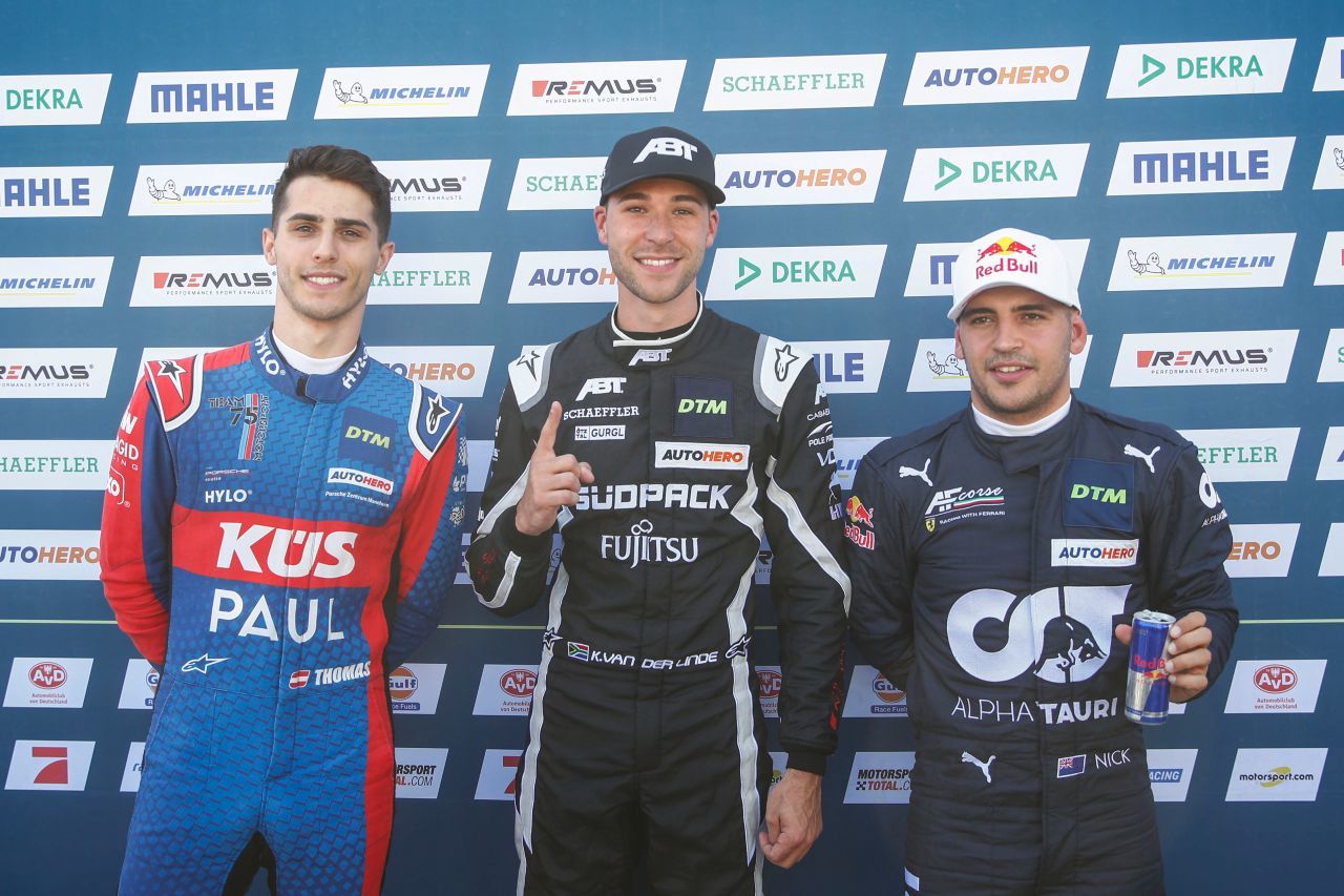 Preining am Samstag Vormittag am Norisring als Trainings-Zweiter neben Pole-Setter Kelvin van der Linde und Red-Bull-Ferrari-Sensation Guven.