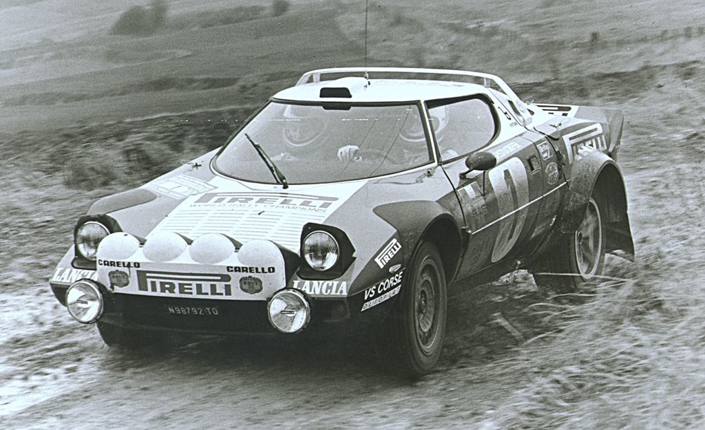 Lancia Stratos in der Rallye-Version. Bei Versteigerungen wird der Stratos HF Stradale mit 400.000 Euro aufwärts gehandelt.