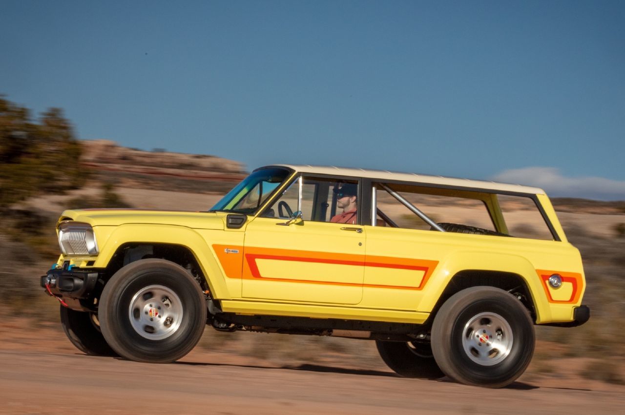 Das 1978 Jeep Cherokee 4xe Concept ist ein moderner, elektrifizierter Offroader, obwohl es wie ein alter Cherokee SJ aussieht.