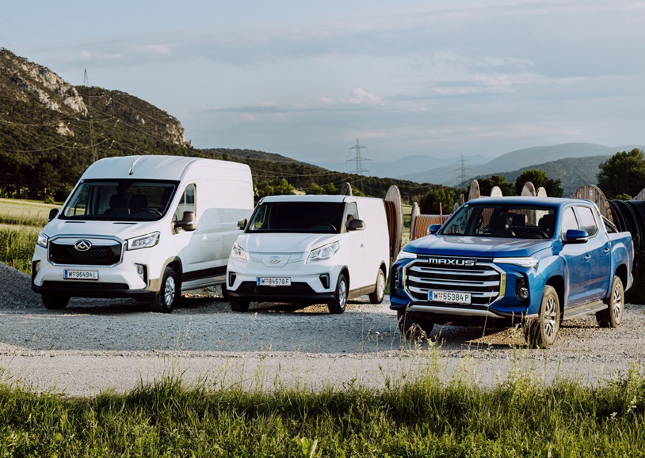 Maxus hat aktuell die zwei Transporter eDeliver9 und eDeliver3 sowie den Pickup T90 EV im Programm. Vom eDeliver3 (Mitte) hat die Post 700 Stück bestellt.
