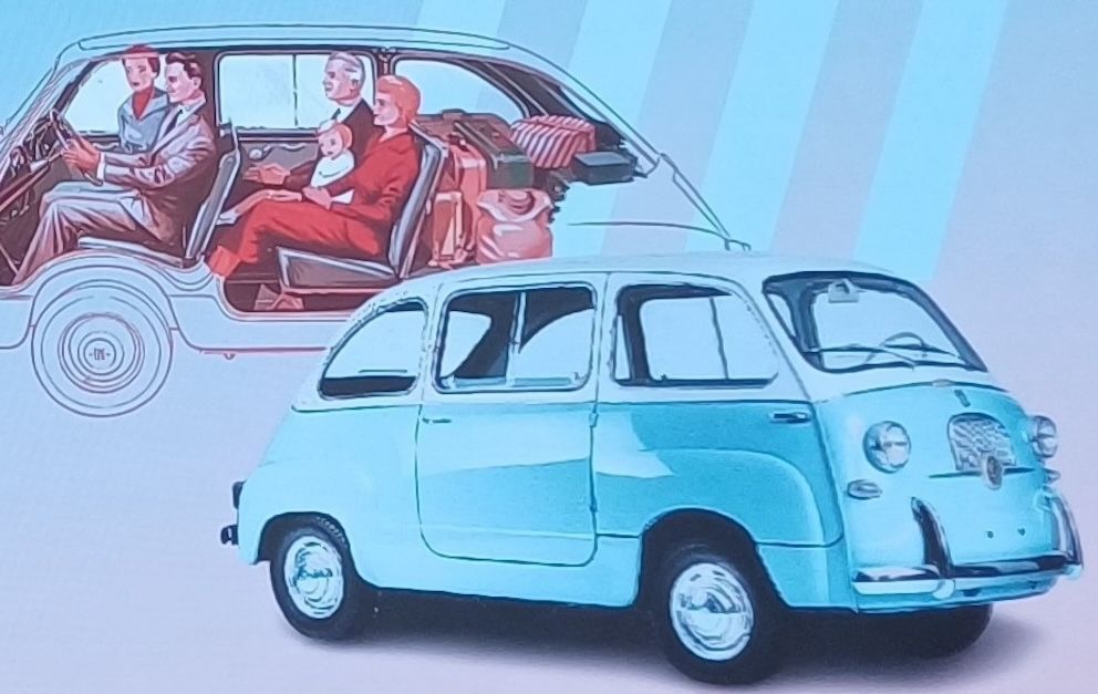 Fiats nächster Micro-Mobility-Streich Multiplina ist äußerlich angelehnt an den sechssitzigen Minivan-Vorläufer Multipla der 60er Jahre.
