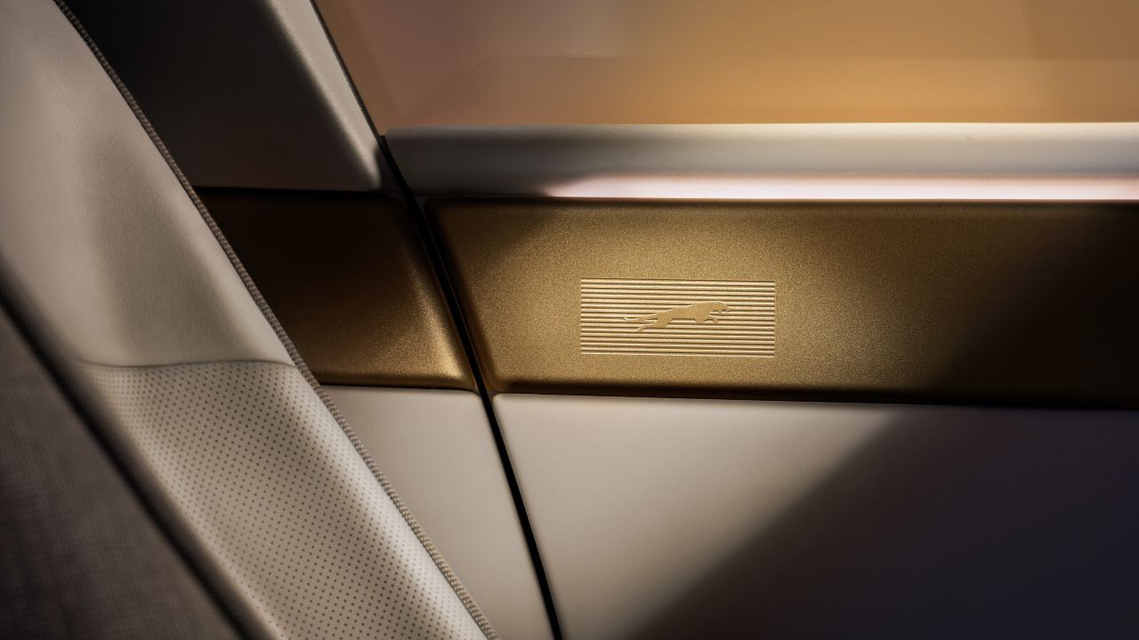 Messing-farbene Elemente mit Jaguar-Logo im oberen Teil der Türen.