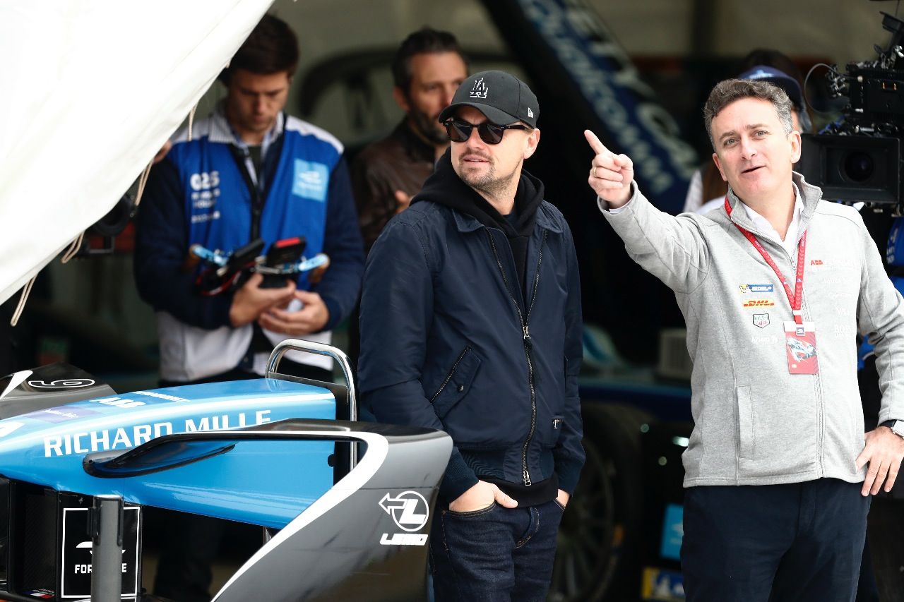 An der Strecke in Marrakesch gesichtet wurde auch Leonardo DiCaprio (hier mit Formel-E-Serienchef Alejandro Agag) …