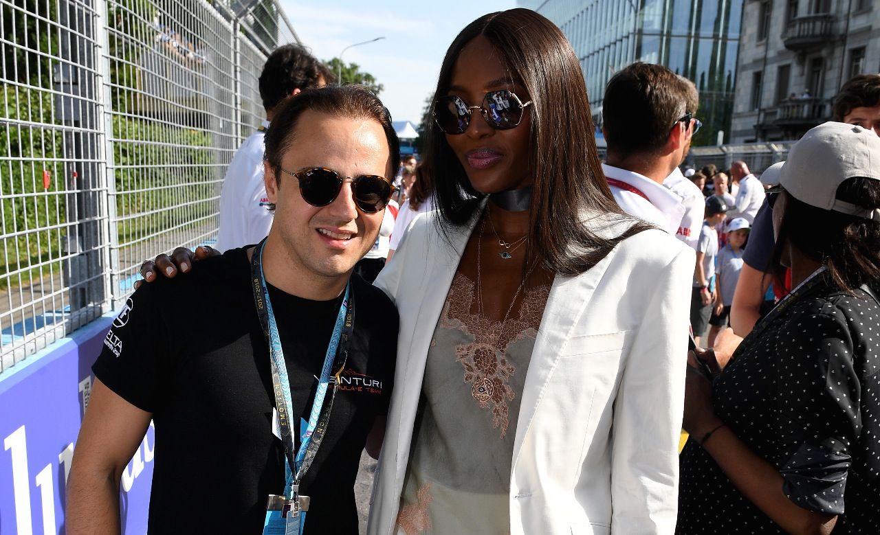 Fährt nächstes Jahr Formel E und bekommt Toto Wolffs Ehefrau Susi als Chefin: Felipe Massa (hier in Zürich mit Naomi Campbell).
