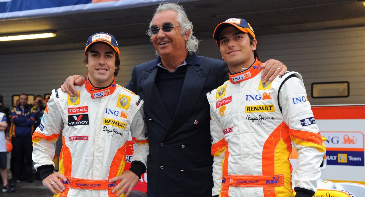 Das Trio des Schreckens: Mit Mentor Briatore dürfte er (unbewiesen) Piquet in die Mauer geschickt haben.