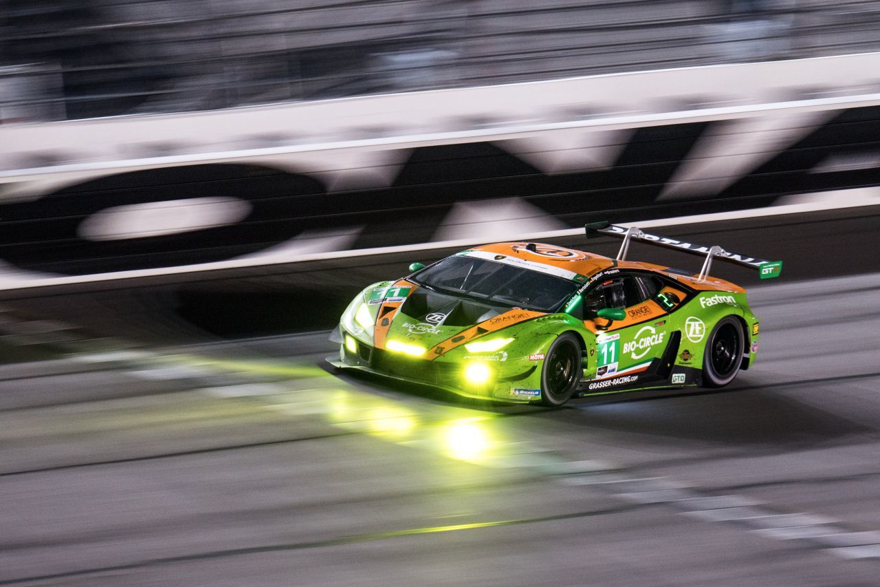 Der Wiener Mirko Bortolotti im Lamborghini des Knittelfelder Grasser Racing Teams am Weg zum zweiten Daytona-Sieg.