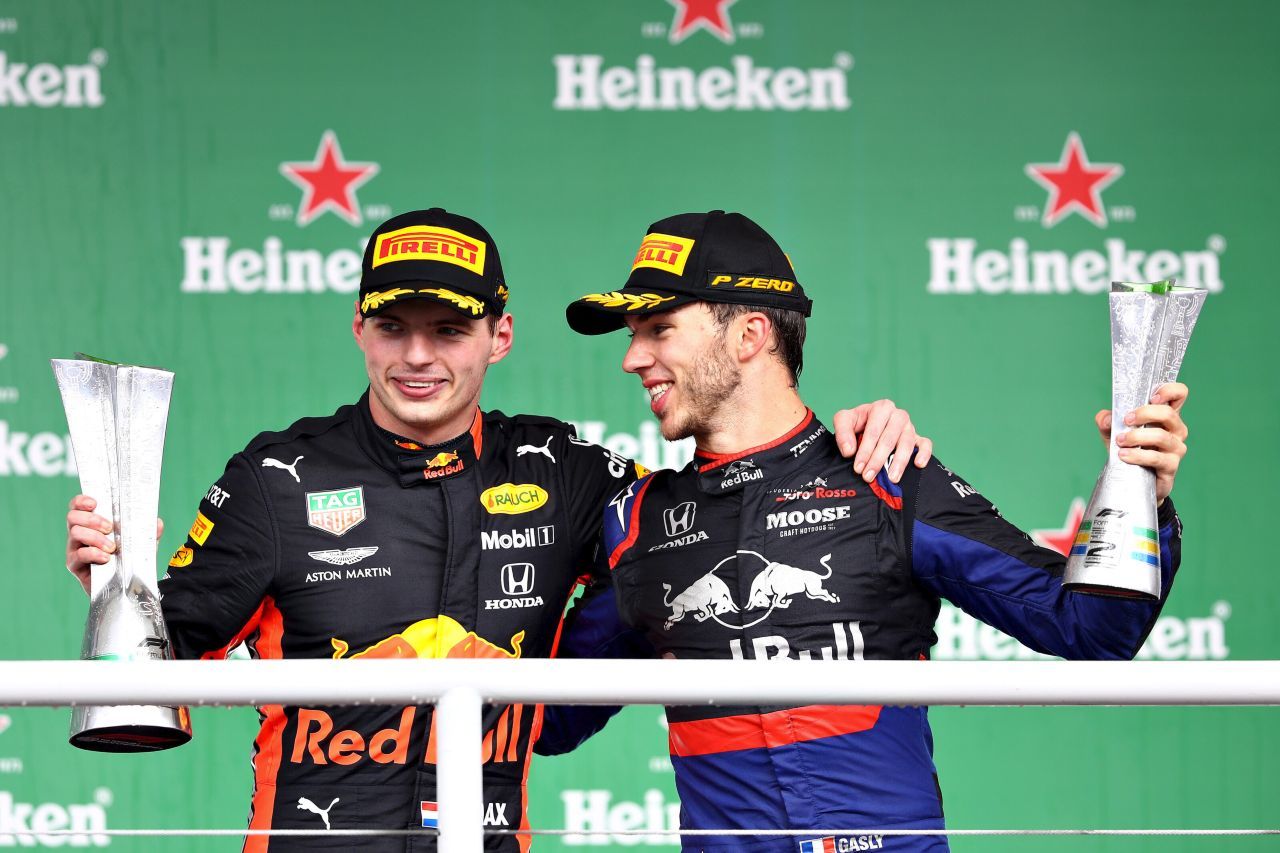 ...und Jubel mit dem Sieger Max Verstappen.